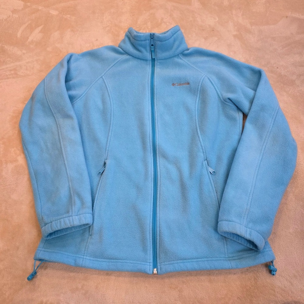 Columbia Benton Springs Fleece Jacket Womens Large Light Blue Full Zip Outdoor